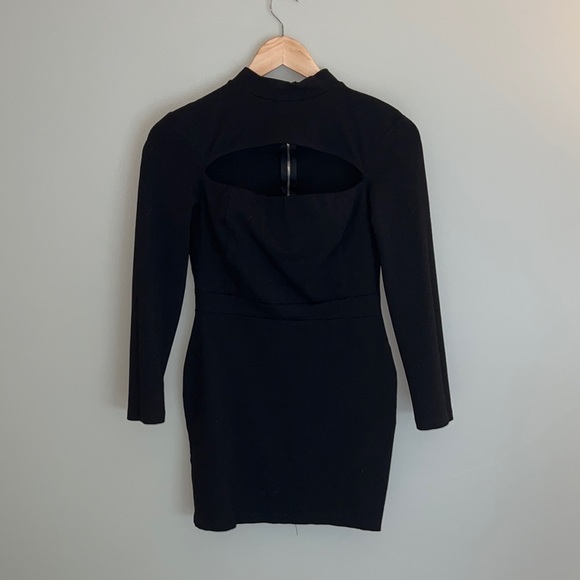 Akira Black Long sleeve cocktail dress w/ open chest and full zipper down back - Picture 4 of 9